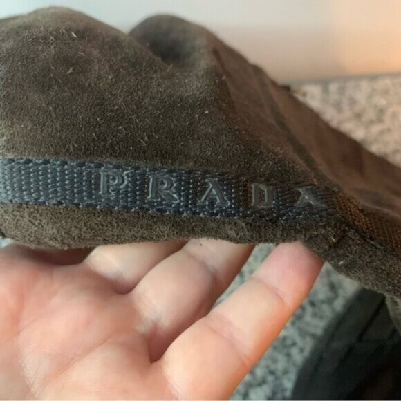 Prada Brown Suede Leather Shearling Knee High Wedge Boots 7 - Picture 5 of 15